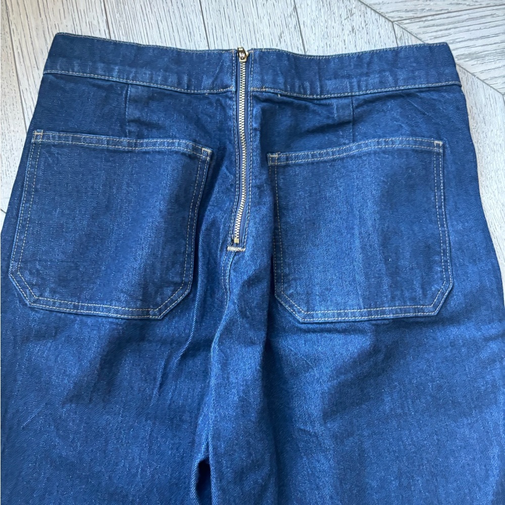 J. Crew Dark Blue Flare Jeans with Gold Buttons - Picture 6 of 6